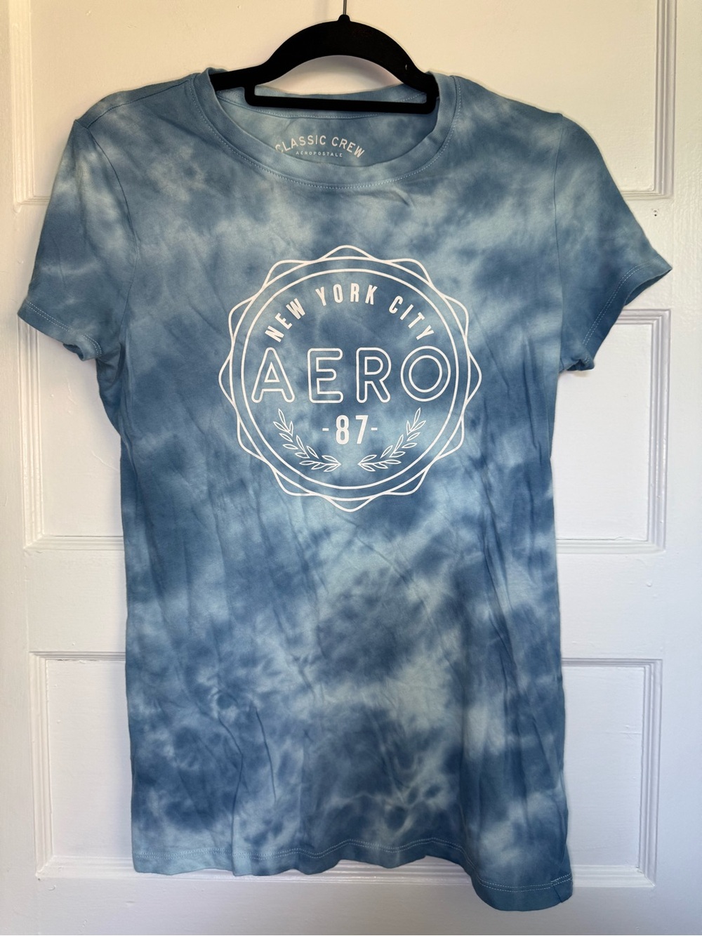 Aeropostale Blue Tie-Dye New York City Logo Graphic Tee Y2K Nostalgia L